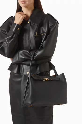 Small T Signature Top-handle Bag in Leather