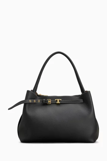 Small T Signature Top-handle Bag in Leather