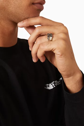 Enamel Arrow Ring in Brass