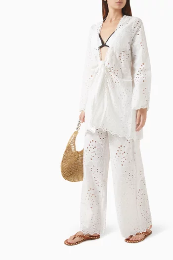 Geraldine Cover-up Pants in Cotton Eyelet