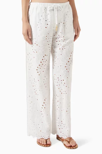 Geraldine Cover-up Pants in Cotton Eyelet
