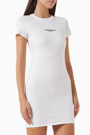 Logo Fitted Mini Dress in Stretch-cotton