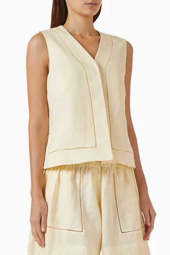 Embroidered Vest in Linen