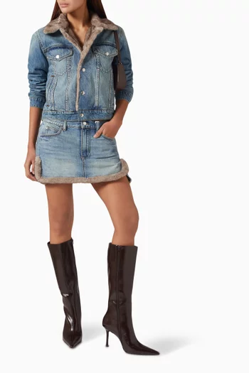 Faux Fur Lined Jacket in Denim