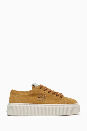 Logo Platform Sneakers in Suede