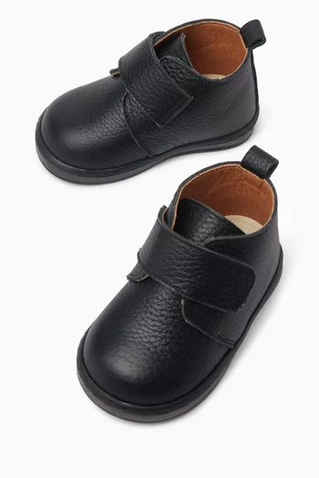 Velcro-strap Boots in Leather