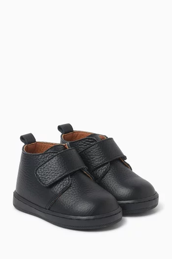 Velcro-strap Boots in Leather