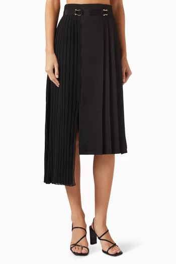 Cecilia Asymmetric Pleated Midi Skirt