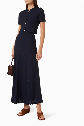 Hedda Maxi Skirt in Pointelle-knit