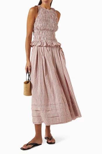 Cales Checked Midi Skirt in Cotton