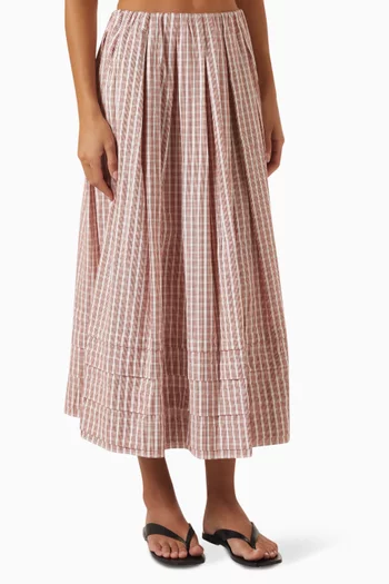 Cales Checked Midi Skirt in Cotton