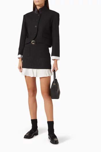 Olivandra Striped Ruffled Mini Skirt