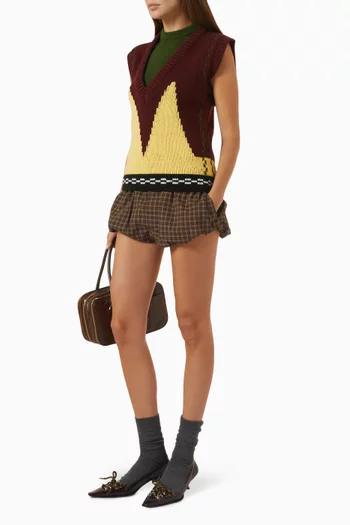 Checked Bloomer Shorts in Cotton-poplin