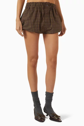 Checked Bloomer Shorts in Cotton-poplin