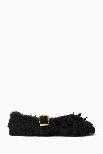 Buckle Ballerina Flats in Shearling