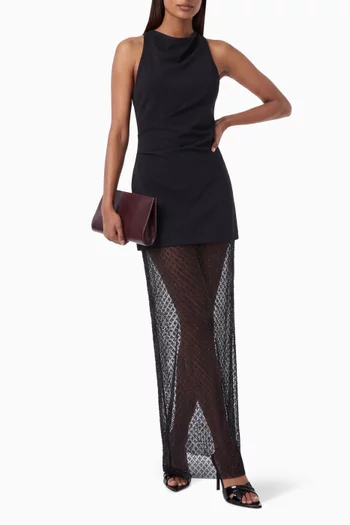Artemi Beaded Maxi Skirt in Mesh