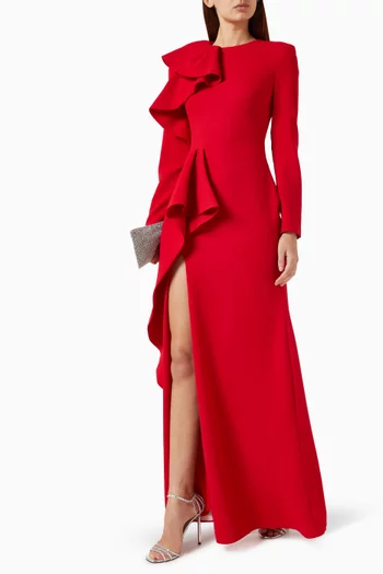 Hesperia Slit Dress in Crepe