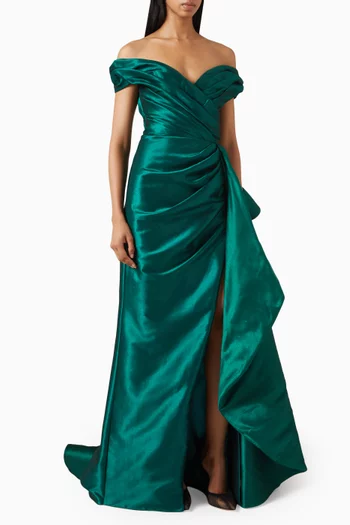 Nyla Off-shoulder Gown in Taffeta