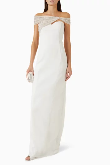 Minami Off-shoulder Gown in Crepe