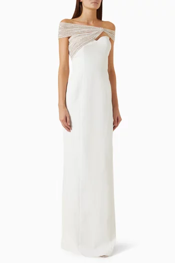 Minami Off-shoulder Gown in Crepe