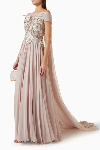 Arile Lace Gown in Chiffon