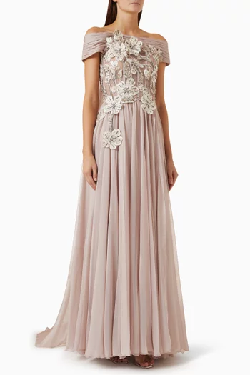 Arile Lace Gown in Chiffon