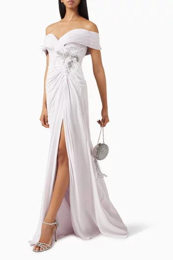 Alsatia Off-shoulder Gown in Chiffon
