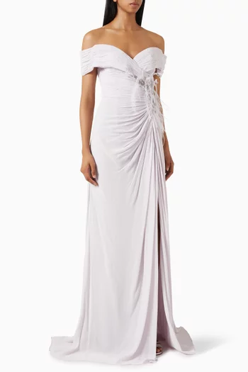 Alsatia Off-shoulder Gown in Chiffon