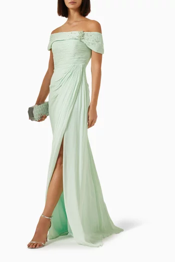 Babette Off-shoulder Gown in Chiffon
