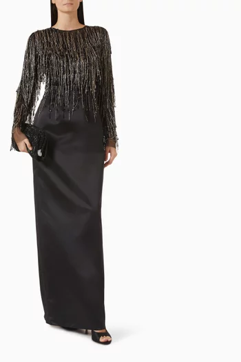 Beaded Fringe Gown