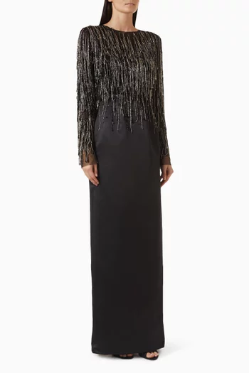Beaded Fringe Gown