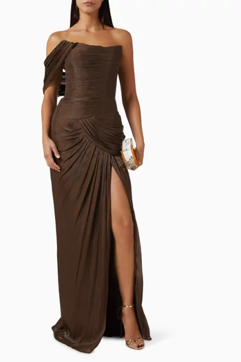 Aceline Asymmetrical Gown in Chiffon