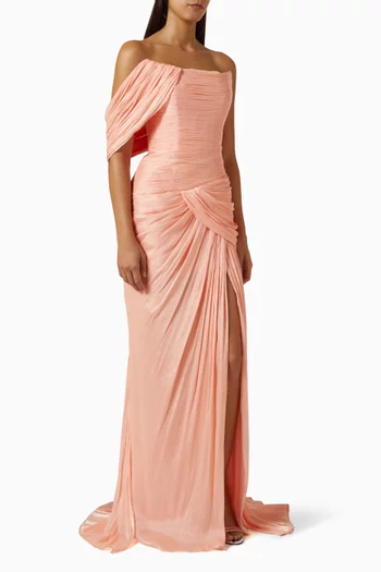 Aceline Asymmetrical Gown in Chiffon