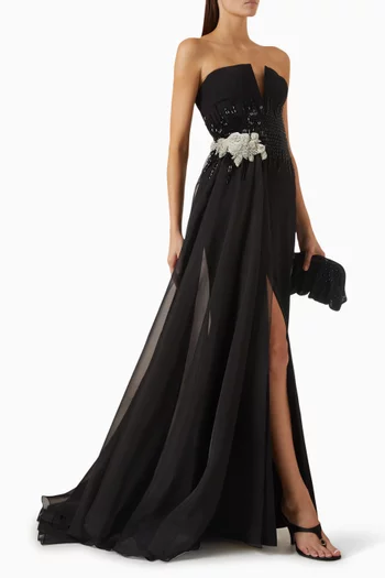 Zyrene Embellished Gown in Crepe
