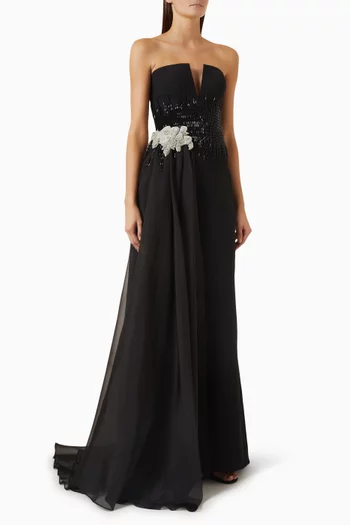 Zyrene Embellished Gown in Crepe