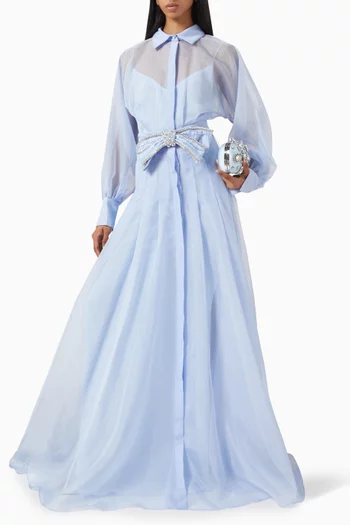 Atiana Belted Gown in Organza