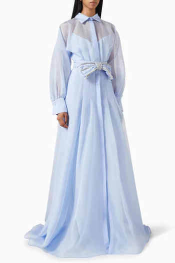 Atiana Belted Gown in Organza