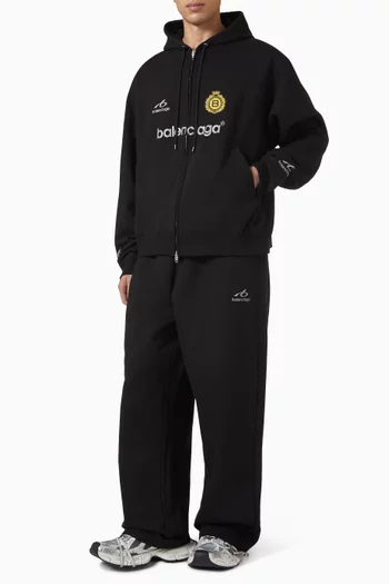 Oversized Soccer Zip Hoodie in Cotton Fleece