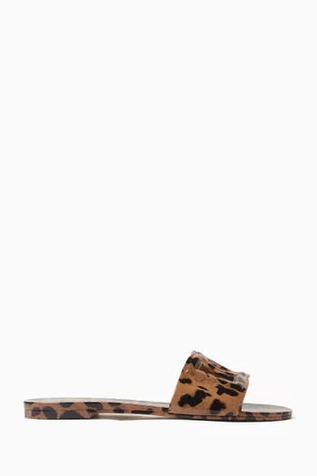 Bianca Logo Slides in Leopard-print Rubber