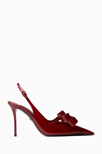 Double Bow 90 Slingback Pumps in Patent Leather