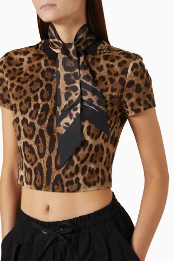 Leopard-print Bandeau in Silk Twill