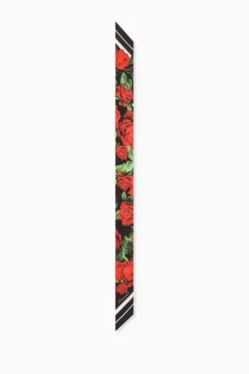 Rose-print Bandeau Scarf in Silk-twill