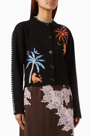 Tigress Embroidered Cardigan in Knit