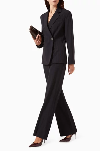 Striped Straight-leg Pants