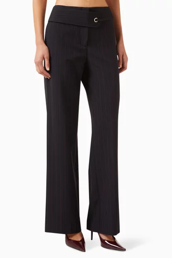 Striped Straight-leg Pants