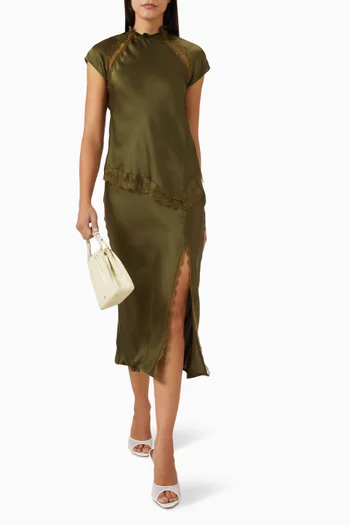 Billa Lace-trim Top in Satin