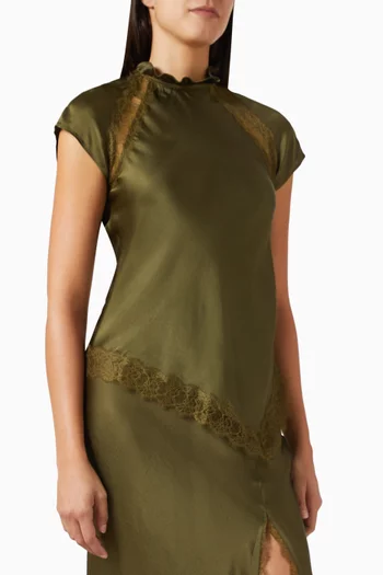 Billa Lace-trim Top in Satin