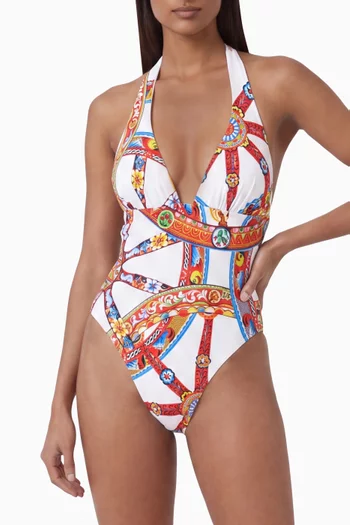 Carretto-print One-piece Swimsuit
