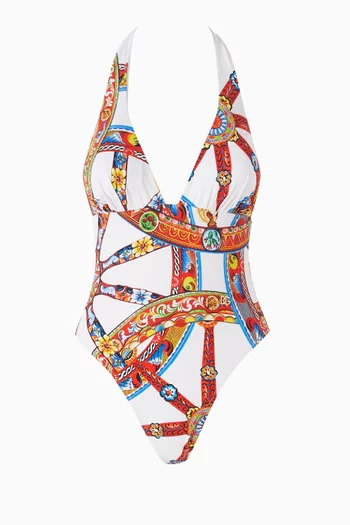 Carretto-print One-piece Swimsuit