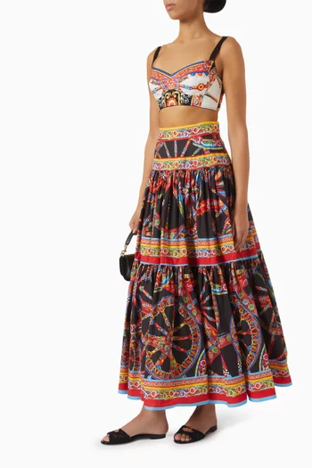 Carretto-print Bustier Top